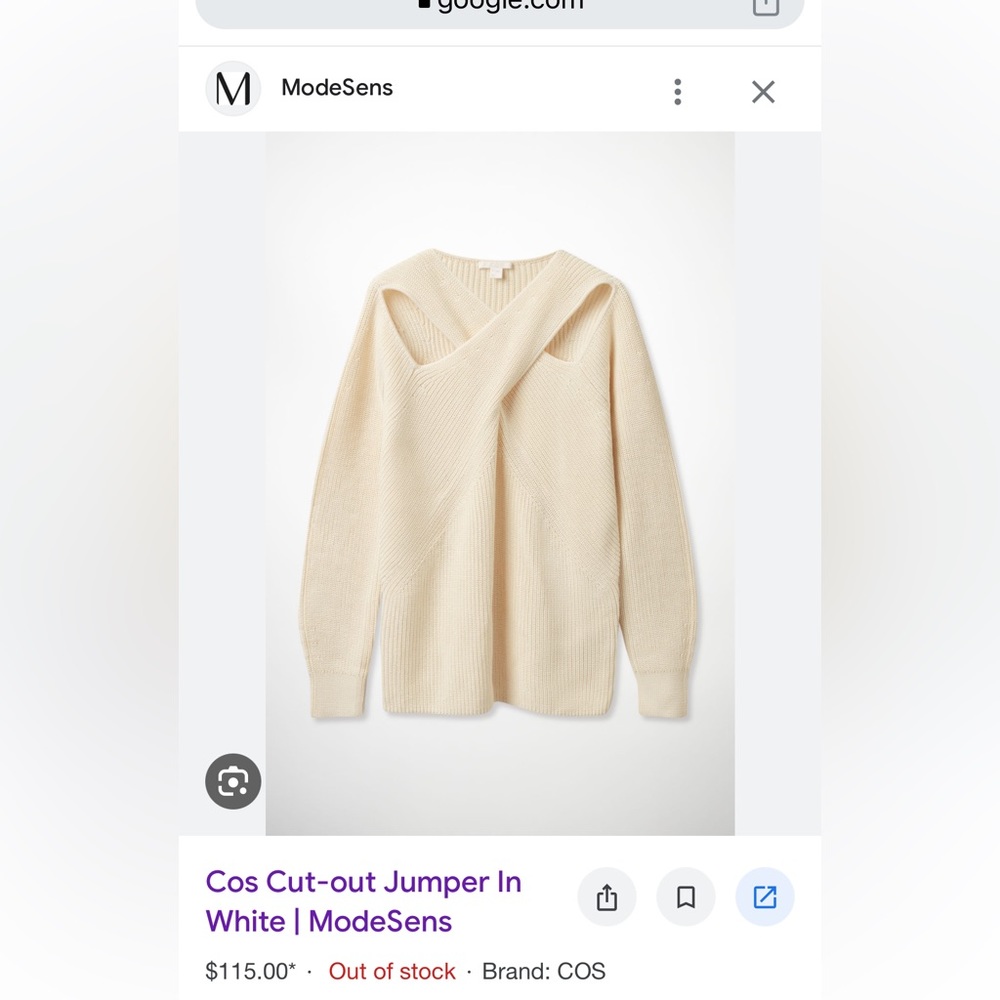 COS Cut-out Jumper In White Sweater
